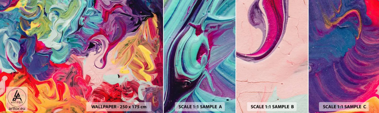 Fototapeten Muster Selbstklebend Deluxe Sticker - Die Geburt der Farben - Abstraktion, Stück, Modernes Muster - 100x30 cm