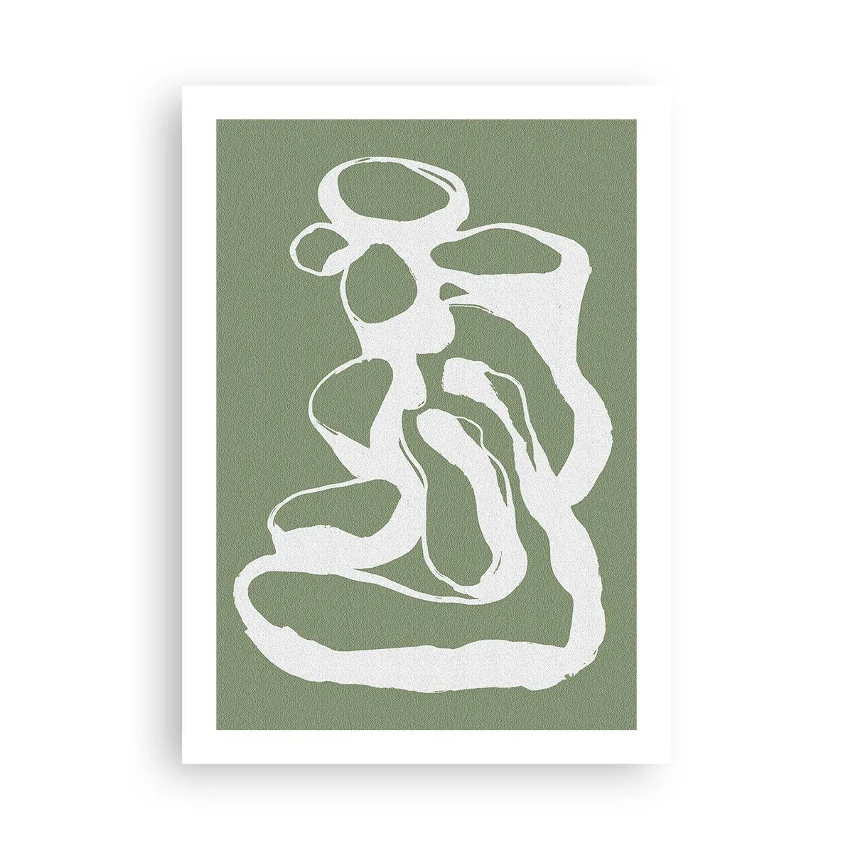 Poster - Abstrakte weiße Komposition auf grünem Hintergrund - 50x70cm - Ruf des Weltraums - Moderne Wanddekoration für Wohnzimmer und Schlafzimmer ARTTOR