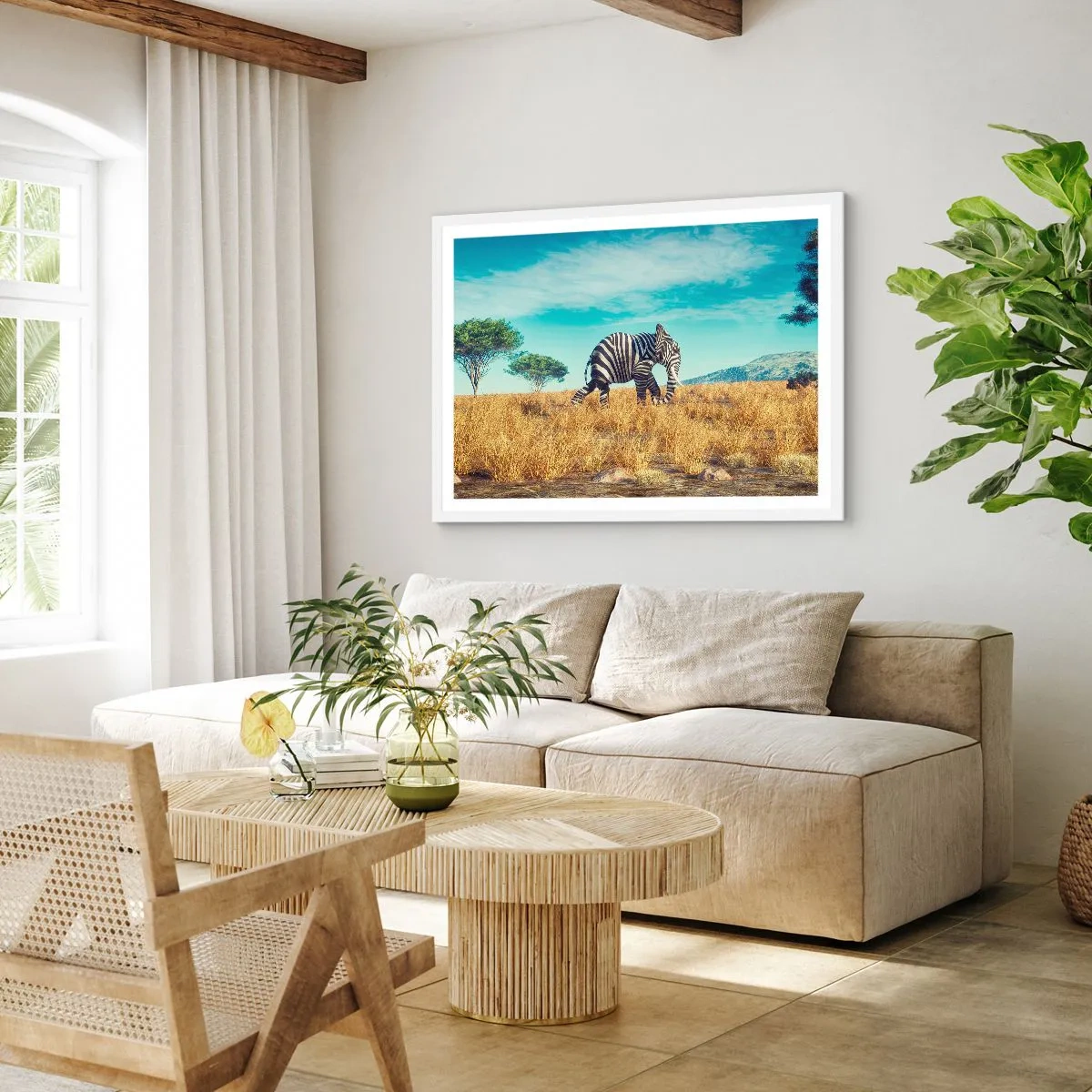 Poster in einem weißen Rahmen - Grau ist nicht mehr in Mode - 91x61 cm