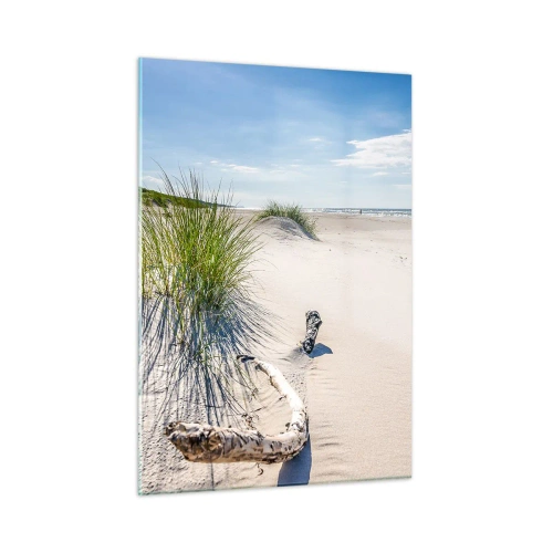 Glasbild - Bild auf glas - Ein sonniger Strand mit Dünen und Seegras - 50x70cm - Der schönste Strand? Ostsee-Strand - Moderne Wanddekoration für Wohnzimmer und Schlafzimmer ARTTOR