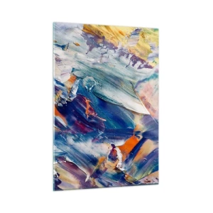 Glasbild - Bild auf glas - Dynamische Abstraktion mit dicken Pinselstrichen - 50x70cm - Farbverwirrung - Moderne Wanddekoration für Wohnzimmer und Schlafzimmer ARTTOR