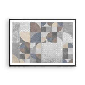 Poster in einem schwarzem Rahmen - Geometrisches Muster in Pastelltönen - 100x70cm - Keramische Fantasie - Moderne Wanddekoration für Wohnzimmer und Schlafzimmer ARTTOR