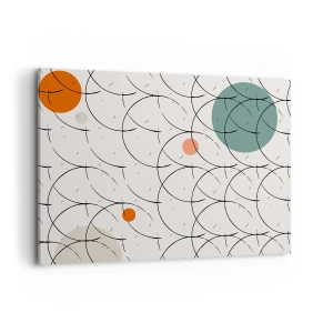 Bild auf Leinwand - Leinwandbild - Geometrisches Muster mit bunten Kreisen auf hellem Hintergrund - 100x70cm - Im Pop-Art-Geist - Moderne Wanddekoration für Wohnzimmer und Schlafzimmer ARTTOR