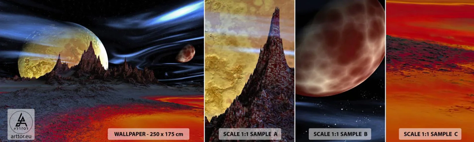 Fototapetenmuster Standard Eco - Unbekannte Welt - Abstraktion, Kosmos, 3D - 100x30 cm