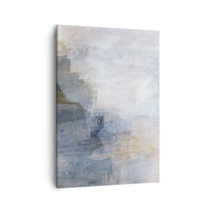 Bild auf Leinwand - Leinwandbild - Dezente abstrakte Punkte in Blau- und Beigetönen - 50x70cm - Farbtöne und Akkorde - Moderne Wanddekoration für Wohnzimmer und Schlafzimmer ARTTOR