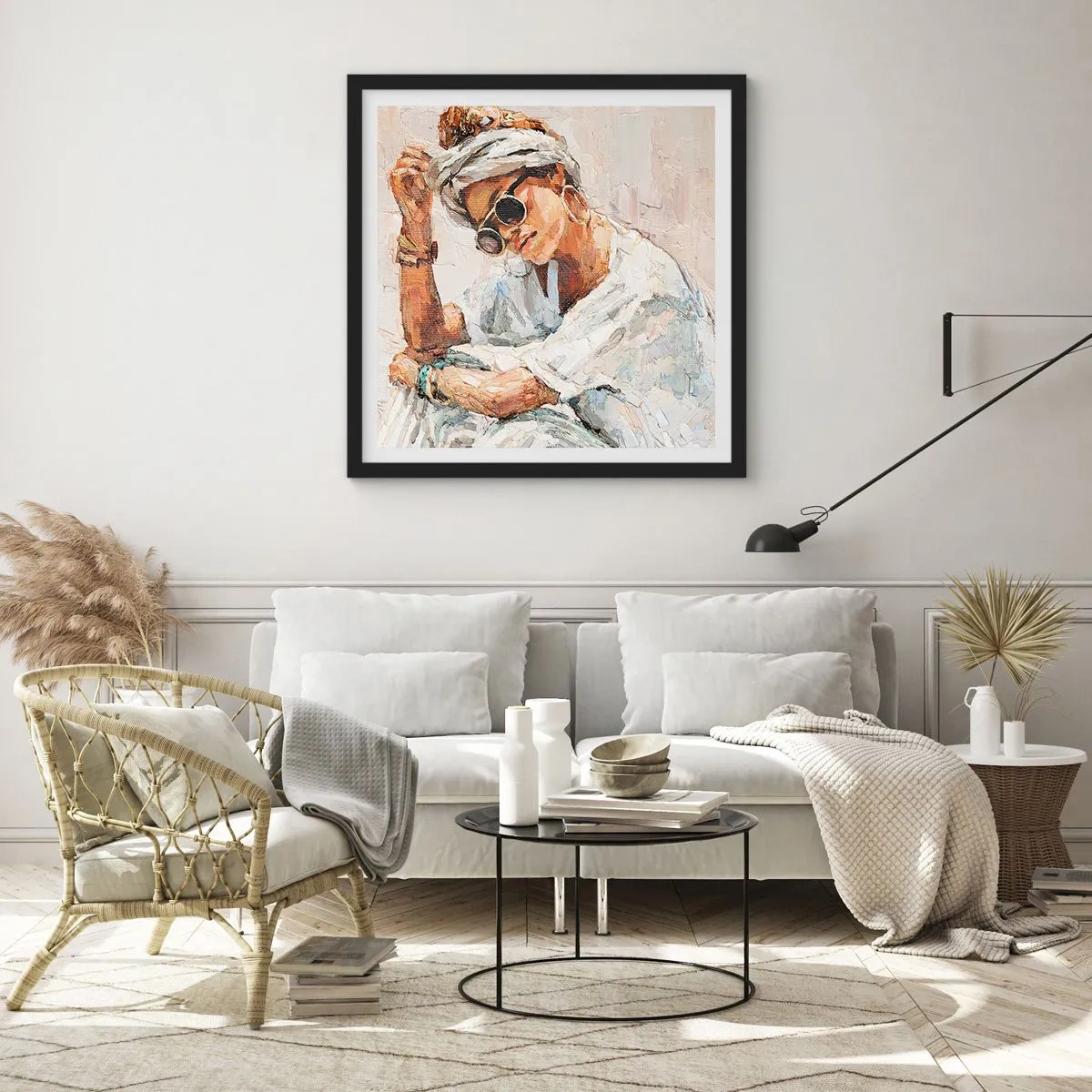 Poster in einem schwarzem Rahmen - Porträt in voller Sonne - 60x60 cm