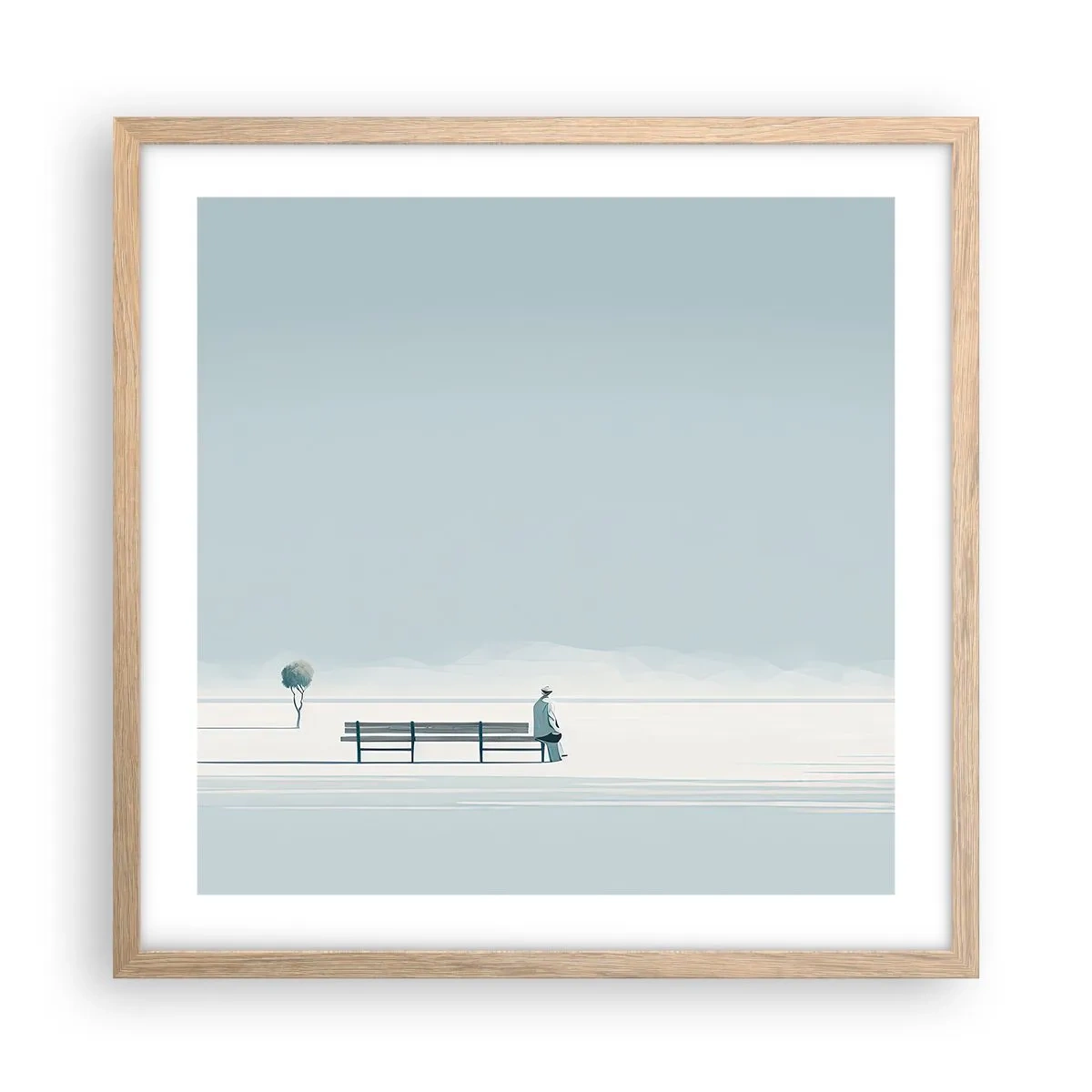 Poster in einem Rahmen aus heller Eiche - Ja, ich warte. - 50x50 cm