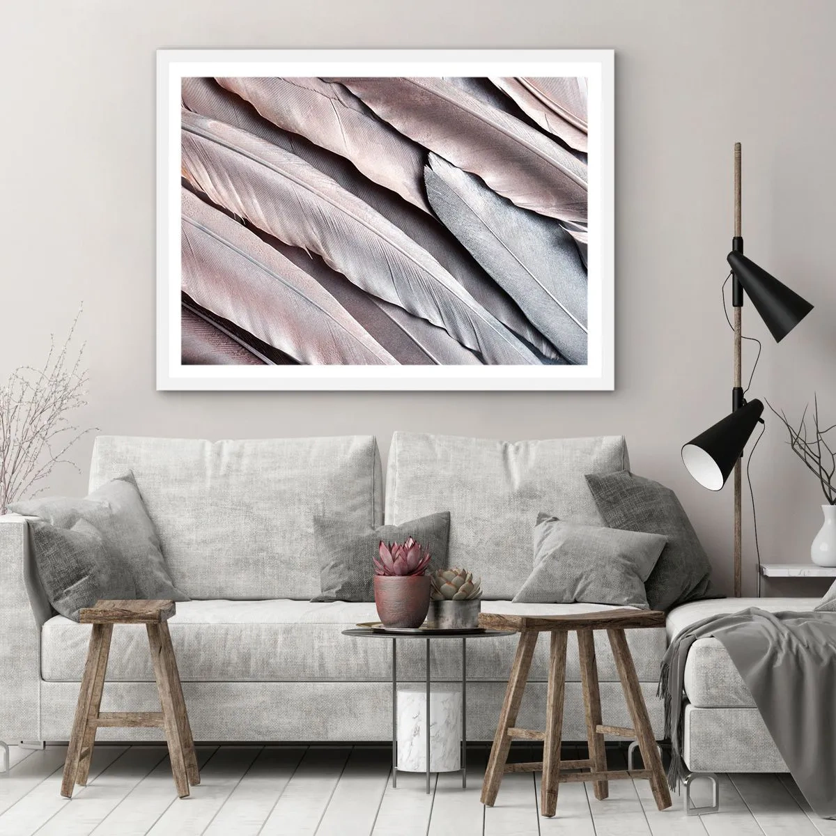 Poster in einem weißen Rahmen - In rosa Silber - 50x40 cm