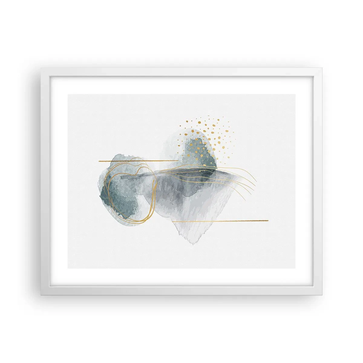 Poster in einem weißen Rahmen - Über das Verhältnis von Grau und Gold - 50x40 cm
