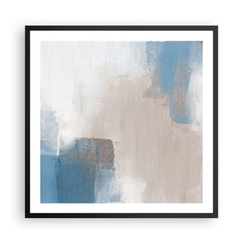 Poster in einem schwarzem Rahmen - Rosa Abstraktion hinter einem blauen Vorhang - 60x60 cm