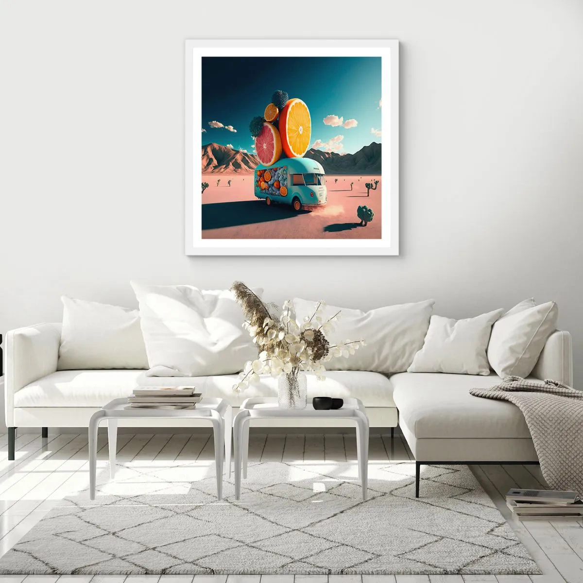 Poster in einem weißen Rahmen - Geschmack von Urlaub - 60x60 cm