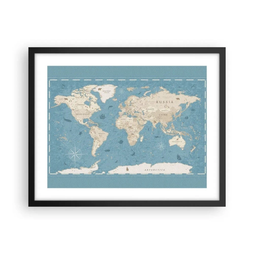 Poster in einem schwarzem Rahmen - Die Welt liegt zum Greifen nah - 50x40 cm
