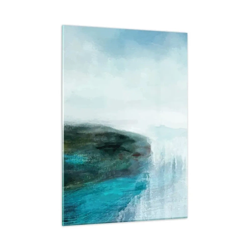 Glasbild - Bild auf glas - Abstrakte Wasserlandschaft mit dominanten blauen und weißen Farben - 50x70cm - Nautische Abstraktion - Moderne Wanddekoration für Wohnzimmer und Schlafzimmer ARTTOR
