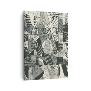 Bild auf Leinwand - Leinwandbild - Geometrische abstrakte Muster in Grüntönen auf hellem Hintergrund - 50x70cm - Die Dynamik der Gegenwart - Moderne Wanddekoration für Wohnzimmer und Schlafzimmer ARTTOR