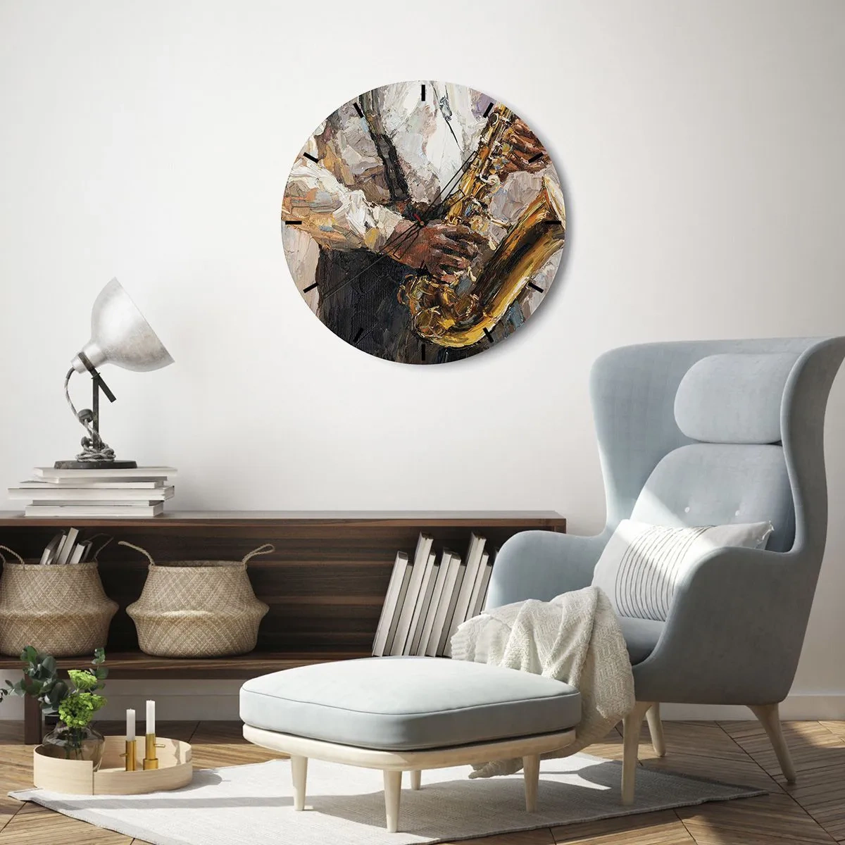 Wanduhr - Glasuhr - Zeit fürs Solo - 40x40 cm