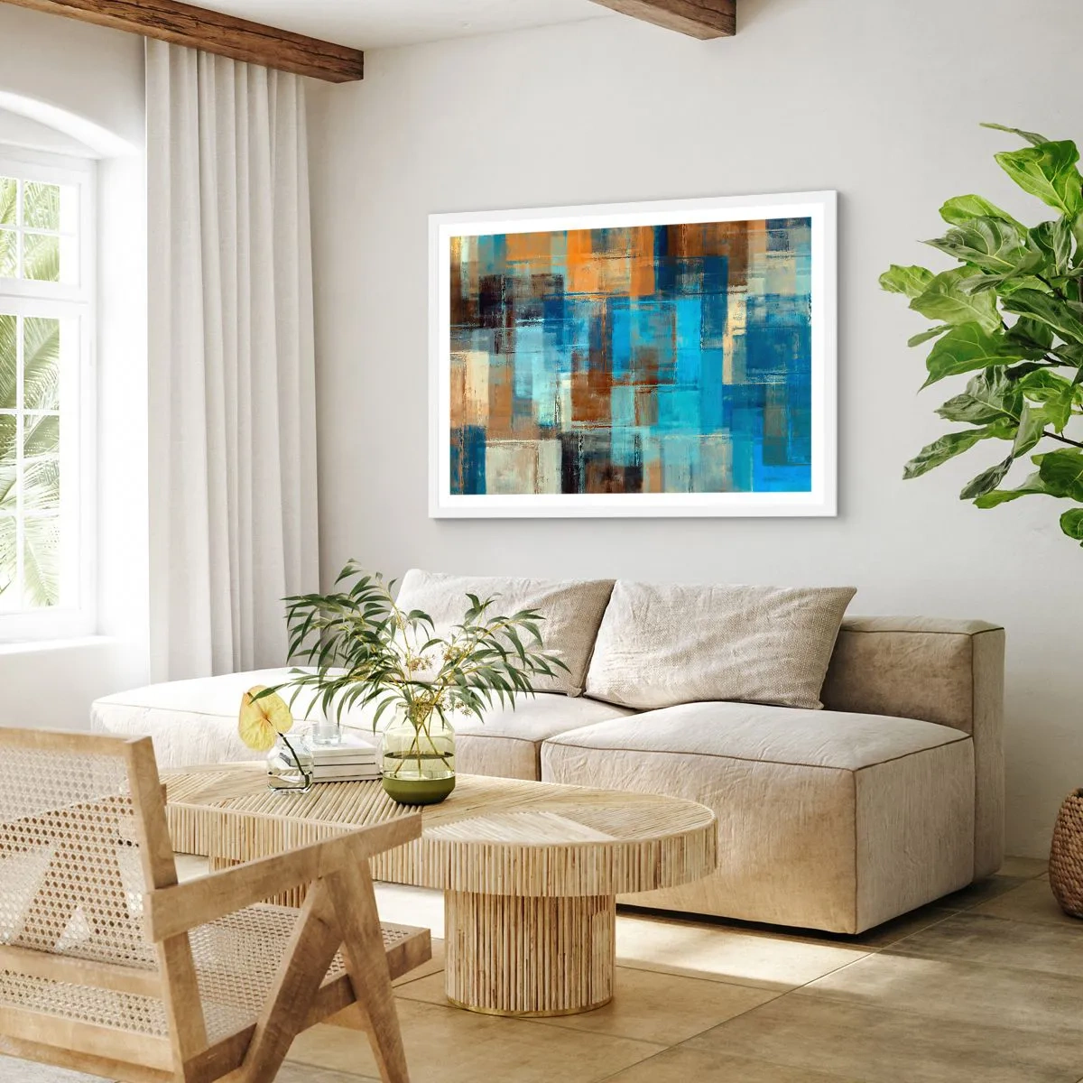 Poster in einem weißen Rahmen - Durch den blauen Schleier - 91x61 cm