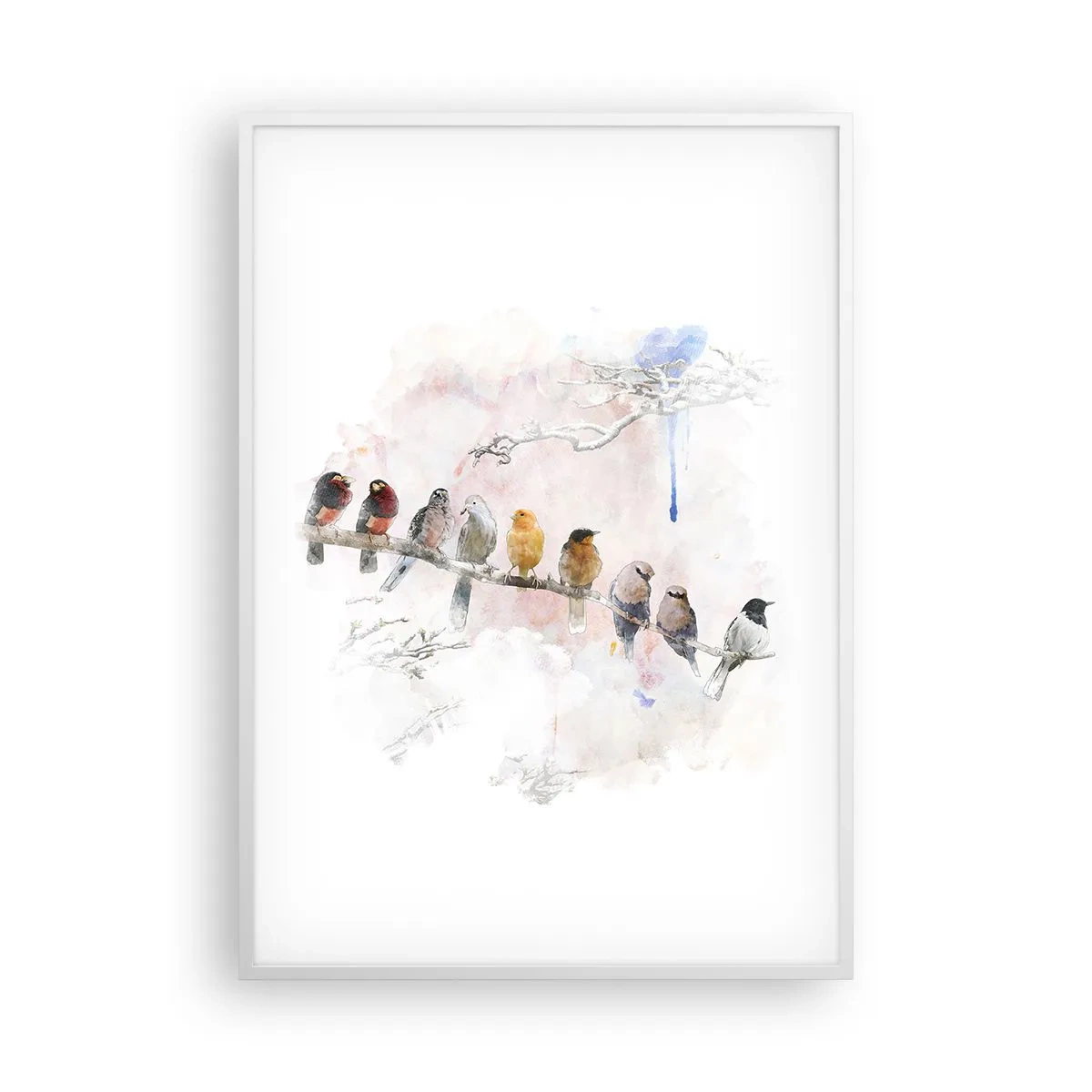 Poster in einem weißen Rahmen - Geflügeltes Treffen - 70x100 cm