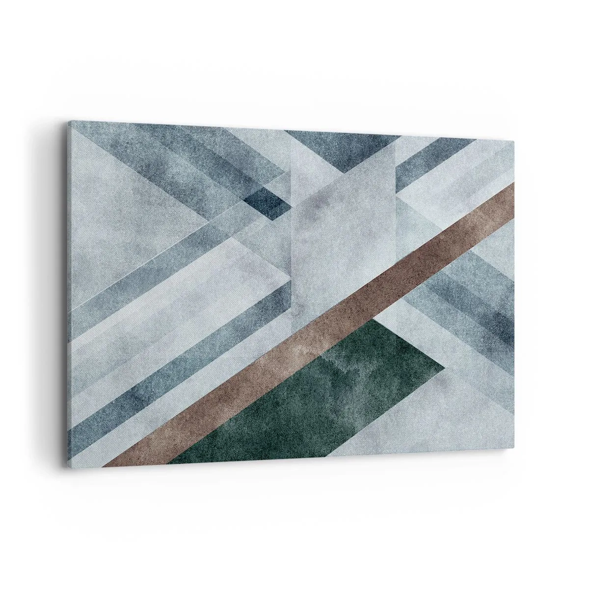 Bild auf Leinwand - Leinwandbild - Geometrische Formen in kühlen Blau- und Brauntönen - 120x80cm - Anspruchsvolle Eleganz der Geometrie - Moderne Wanddekoration für Wohnzimmer und Schlafzimmer ARTTOR