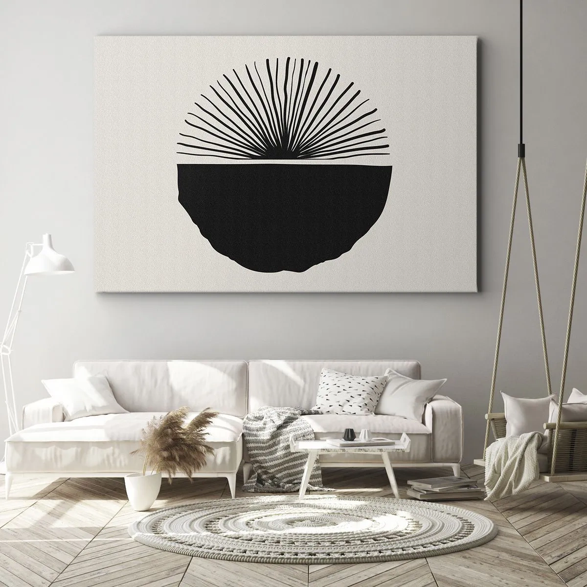 Bild auf Leinwand - Leinwandbild - Minimalistisches schwarzes Motiv auf hellem Hintergrund - 120x80cm - Eine Reihe von Möglichkeiten - Moderne Wanddekoration für Wohnzimmer und Schlafzimmer ARTTOR