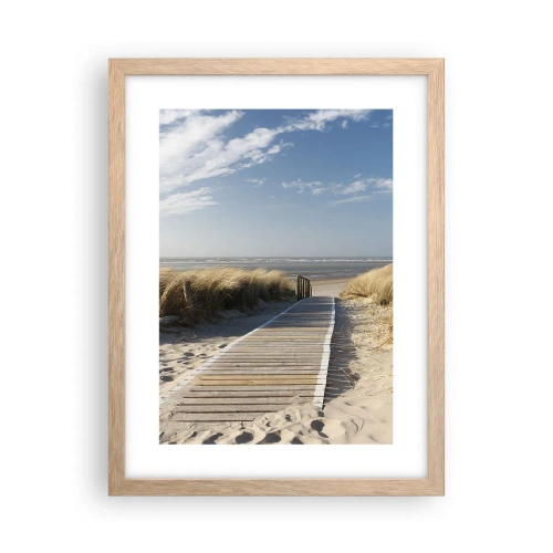 Poster in einem Rahmen aus heller Eiche - Hinter der Düne, im Rauschen des Grases - 30x40 cm