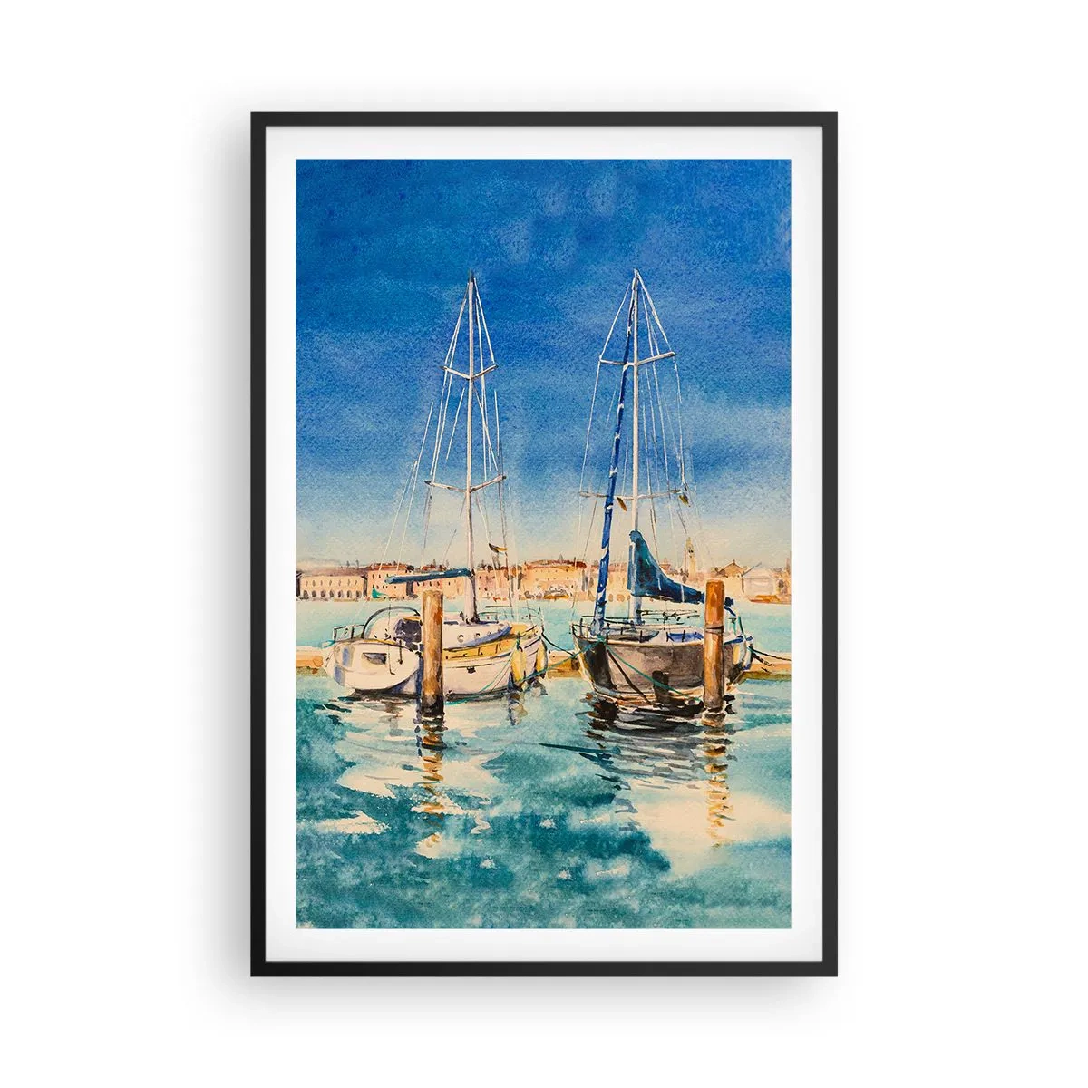 Poster in einem schwarzem Rahmen - Sonnige Lagune - 61x91 cm