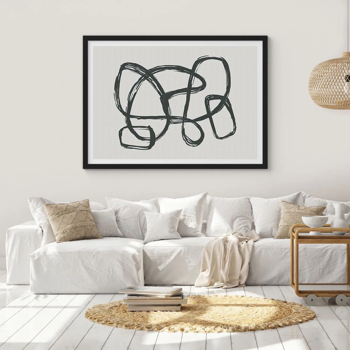 Poster in einem schwarzem Rahmen - Schleifenabstraktion - 50x40 cm