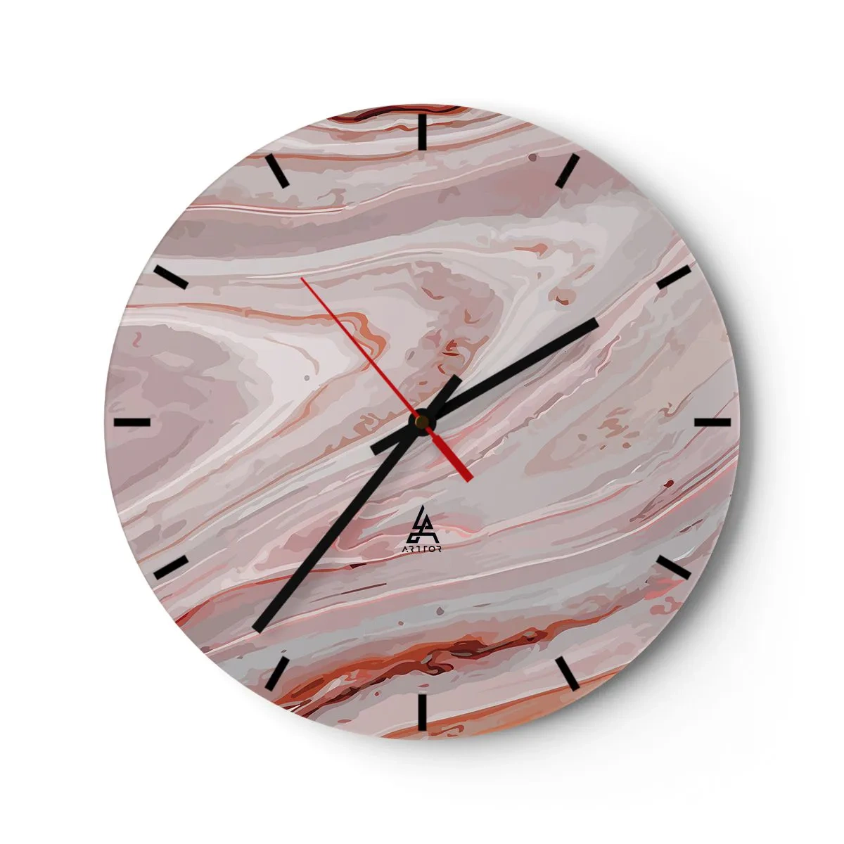 Wanduhr - Glasuhr - Rosa Flüssigkeit - 40x40 cm