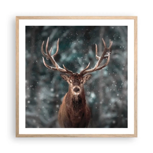 Poster in einem Rahmen aus heller Eiche - Gekrönter König des Waldes - 60x60 cm