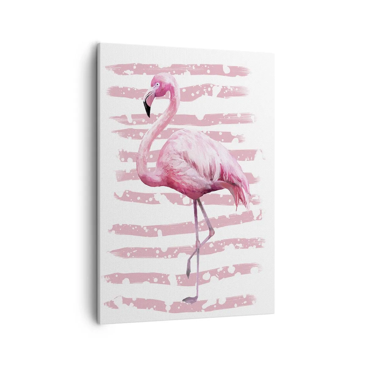 Bild auf Leinwand - Leinwandbild - Flamingo auf rosa Hintergrund im minimalistischen Stil - 50x70cm - In Würde, aber in Pink - Moderne Wanddekoration für Wohnzimmer und Schlafzimmer ARTTOR