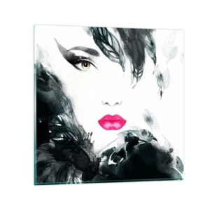 Glasbild - Bild auf glas - Beachtung! Femme fatale - 60x60 cm