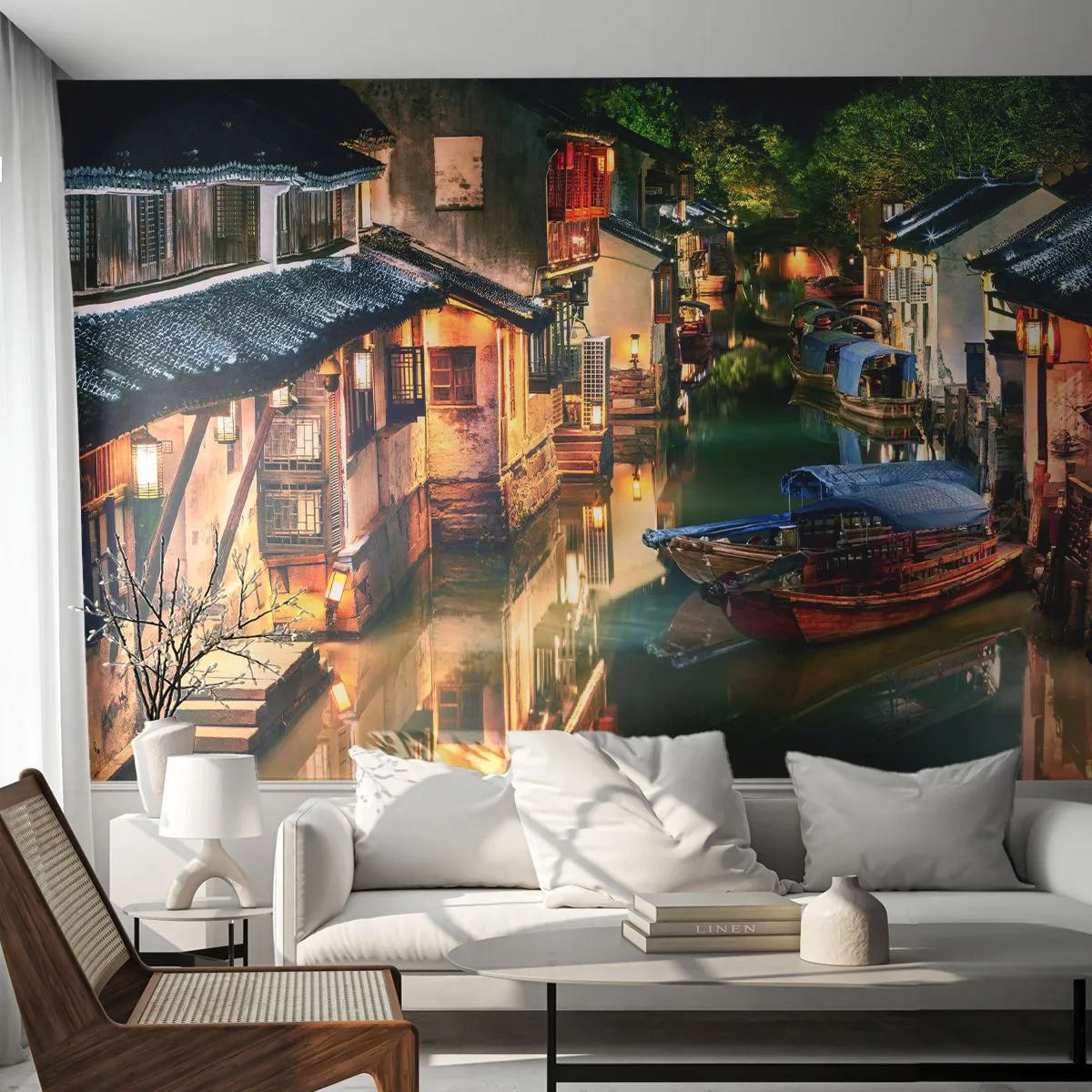 Selbstklebende Fototapete Deluxe Sticker - Ein Abend auf einer chinesischen Straße - Landschaft, Stadt, Asien - 400x280 cm