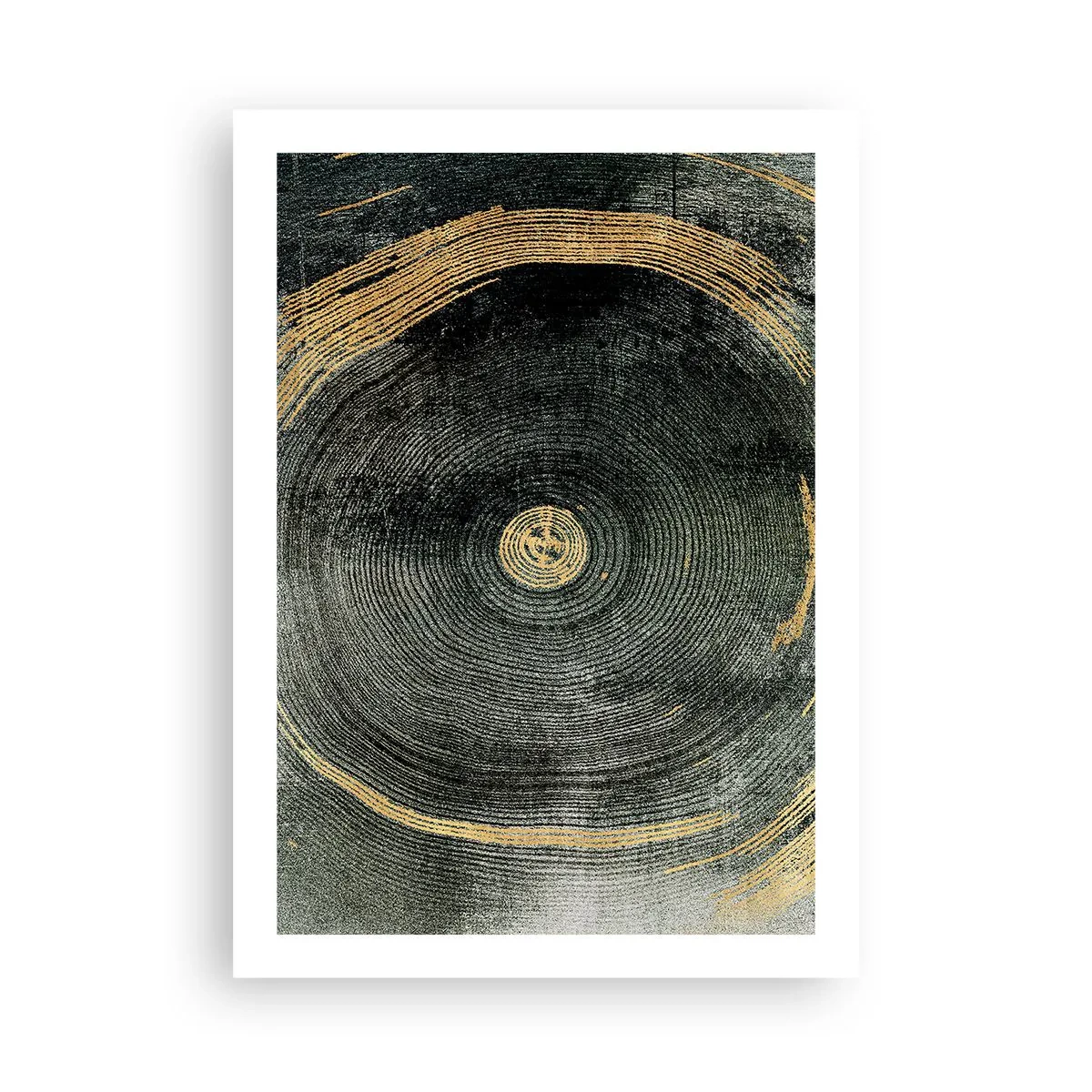 Poster - Abstrakte Holzmaserung in Gold- und Schwarztönen - 50x70cm - Veränderung und Beständigkeit - Moderne Wanddekoration für Wohnzimmer und Schlafzimmer ARTTOR