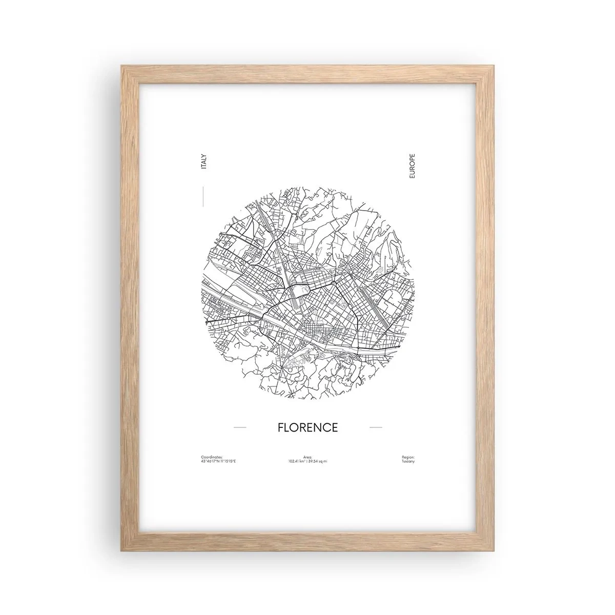 Poster in einem Rahmen aus heller Eiche - Anatomie von Florenz - 30x40 cm