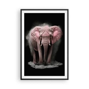 Poster in einem schwarzem Rahmen - Denke nicht an einen rosa Elefanten! - 61x91 cm