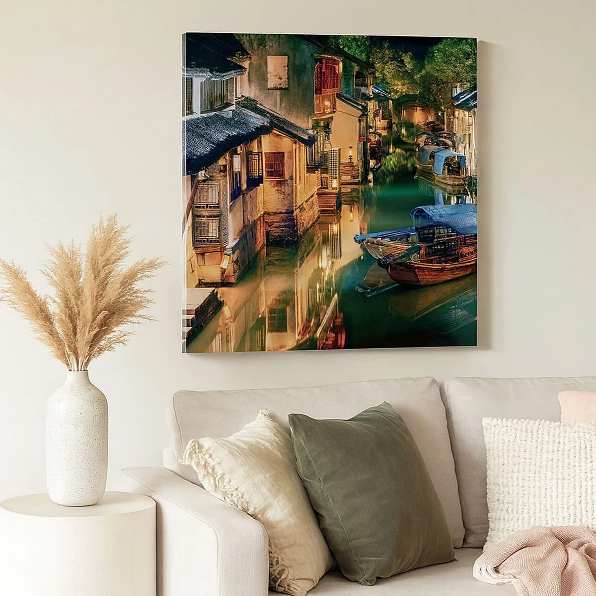 Bild auf Leinwand - Leinwandbild - Ein Abend auf einer chinesischen Straße - 30x30 cm