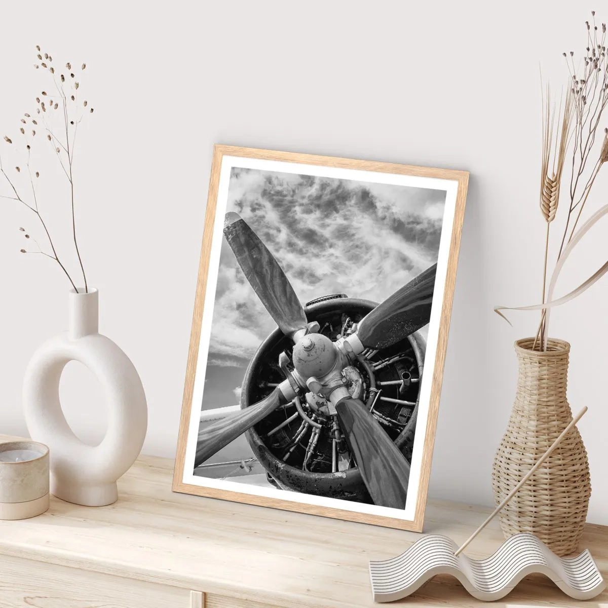 Poster in einem Rahmen aus heller Eiche - Eroberer der Lüfte - 30x40 cm