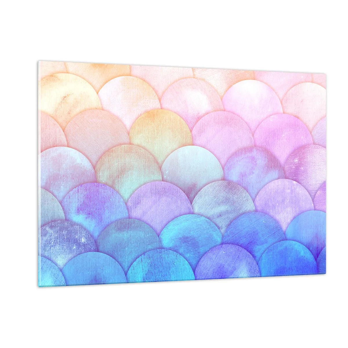 Glasbild - Bild auf glas - Perlenschuppen in Pastelltönen von Rosa, Blau und Lila - 120x80cm - Perlenschuppe - Moderne Wanddekoration für Wohnzimmer und Schlafzimmer ARTTOR