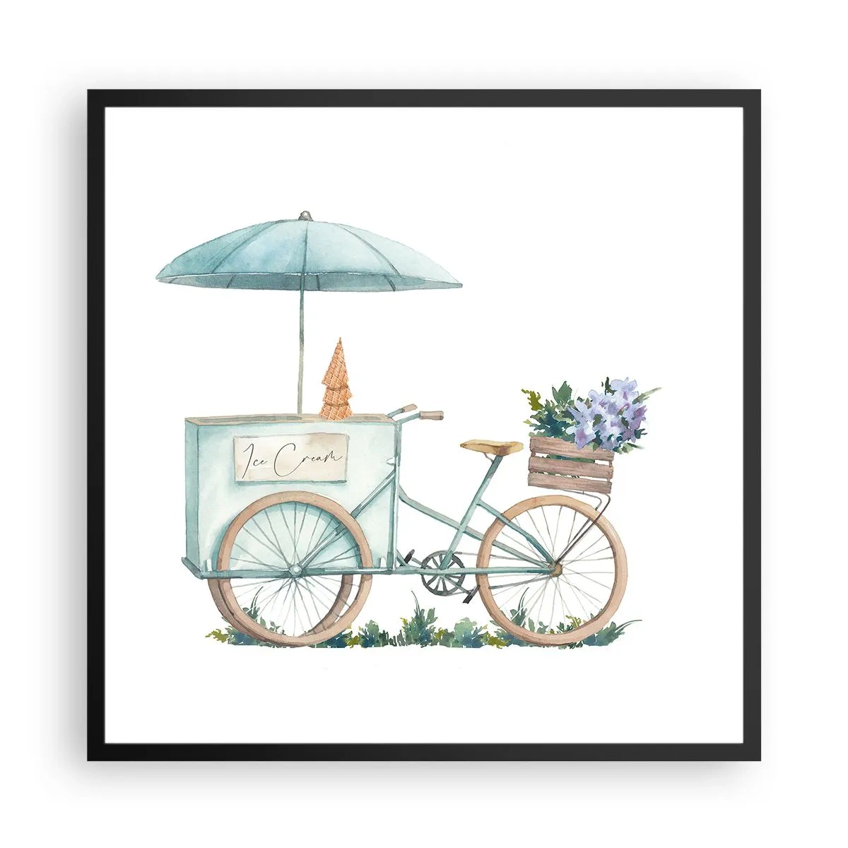 Poster in einem schwarzem Rahmen - Süße Erinnerung an den Sommer - 60x60 cm