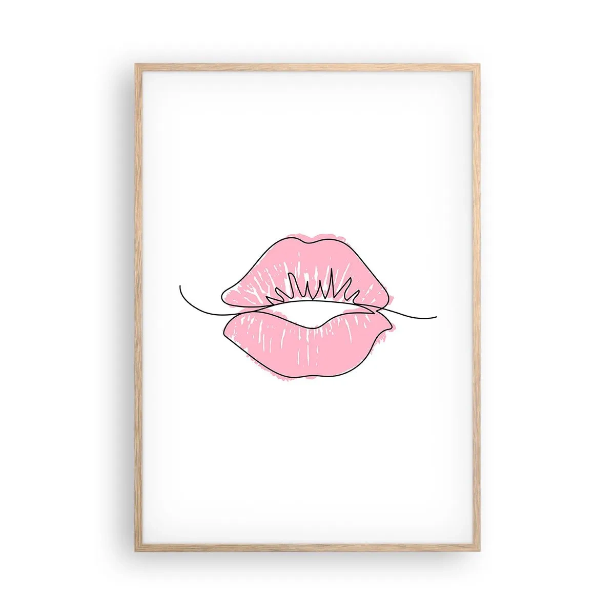 Poster in einem Rahmen aus heller Eiche - Bereit zum Küssen? - 70x100 cm