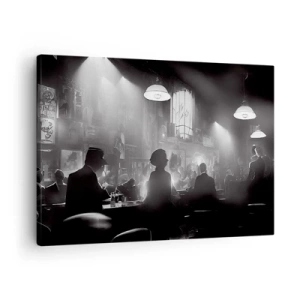 Bild auf Leinwand - Leinwandbild - Schwarz-weiße Jazz-Nachtclubszene - 70x50cm - In Jazz-Atmosphäre - Moderne Wanddekoration für Wohnzimmer und Schlafzimmer ARTTOR