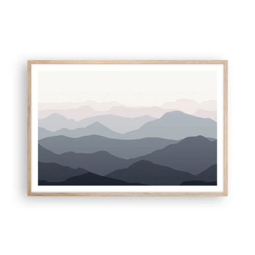Poster in einem Rahmen aus heller Eiche - Wellen der Berge - 91x61 cm