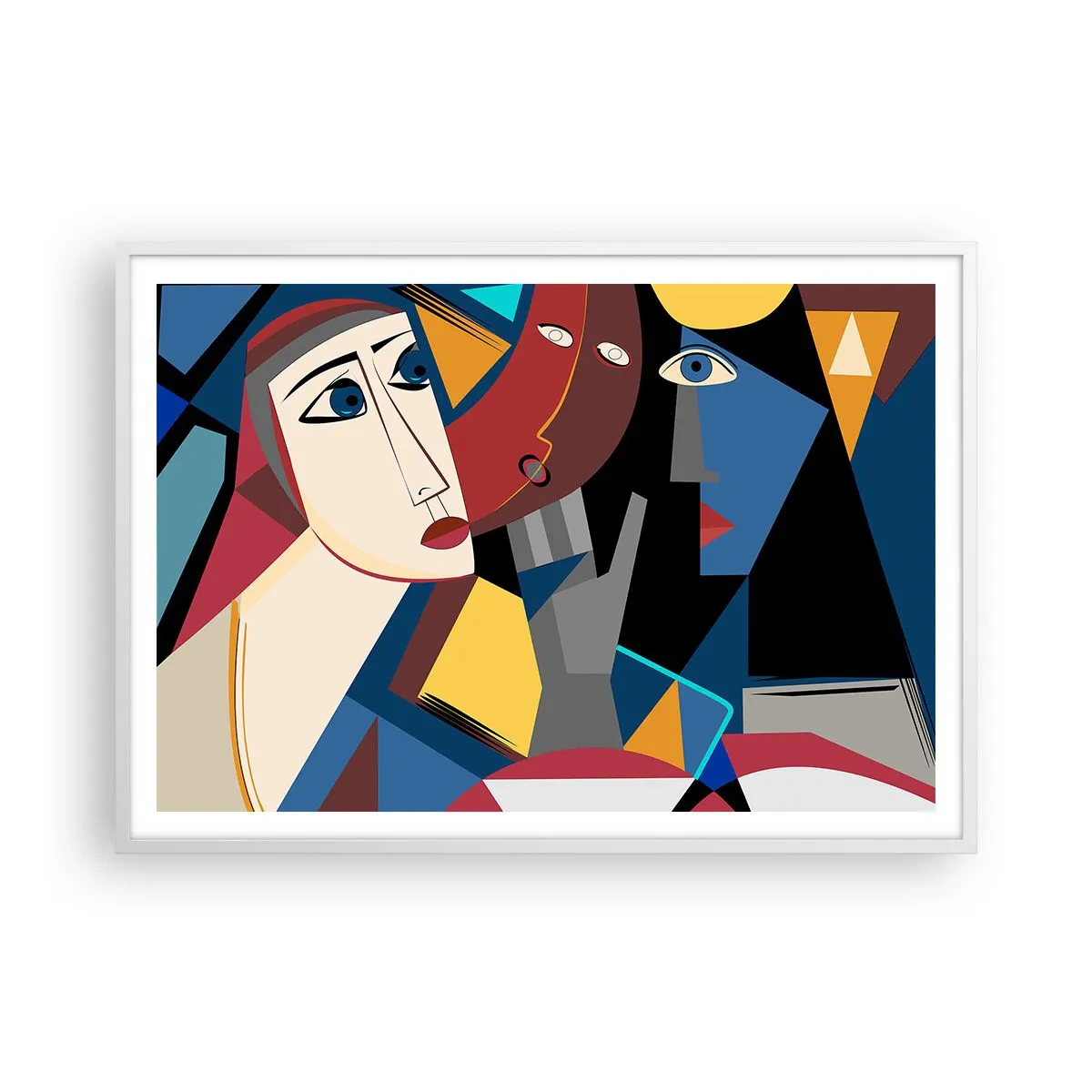 Poster in einem weißen Rahmen - Gespräch zwischen Kubisten - 100x70 cm