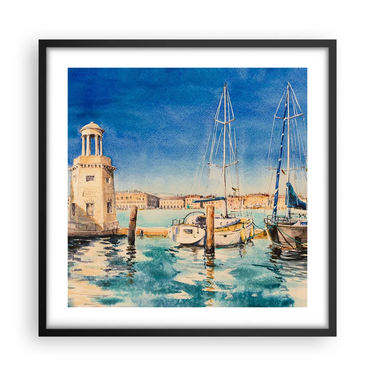 Poster in einem schwarzem Rahmen - Sonnige Lagune - 50x50 cm