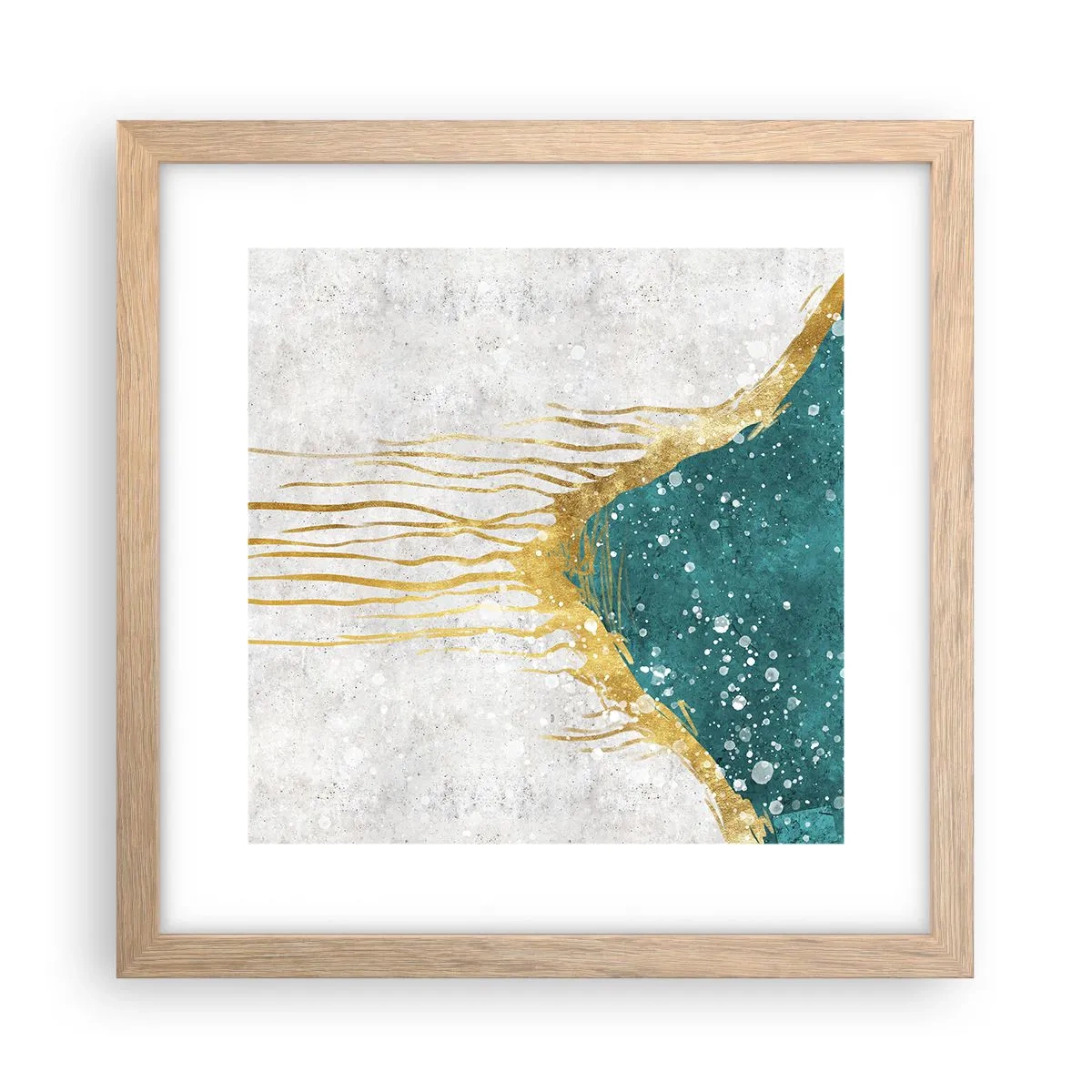 Poster in einem Rahmen aus heller Eiche - Goldene Flut - 30x30 cm