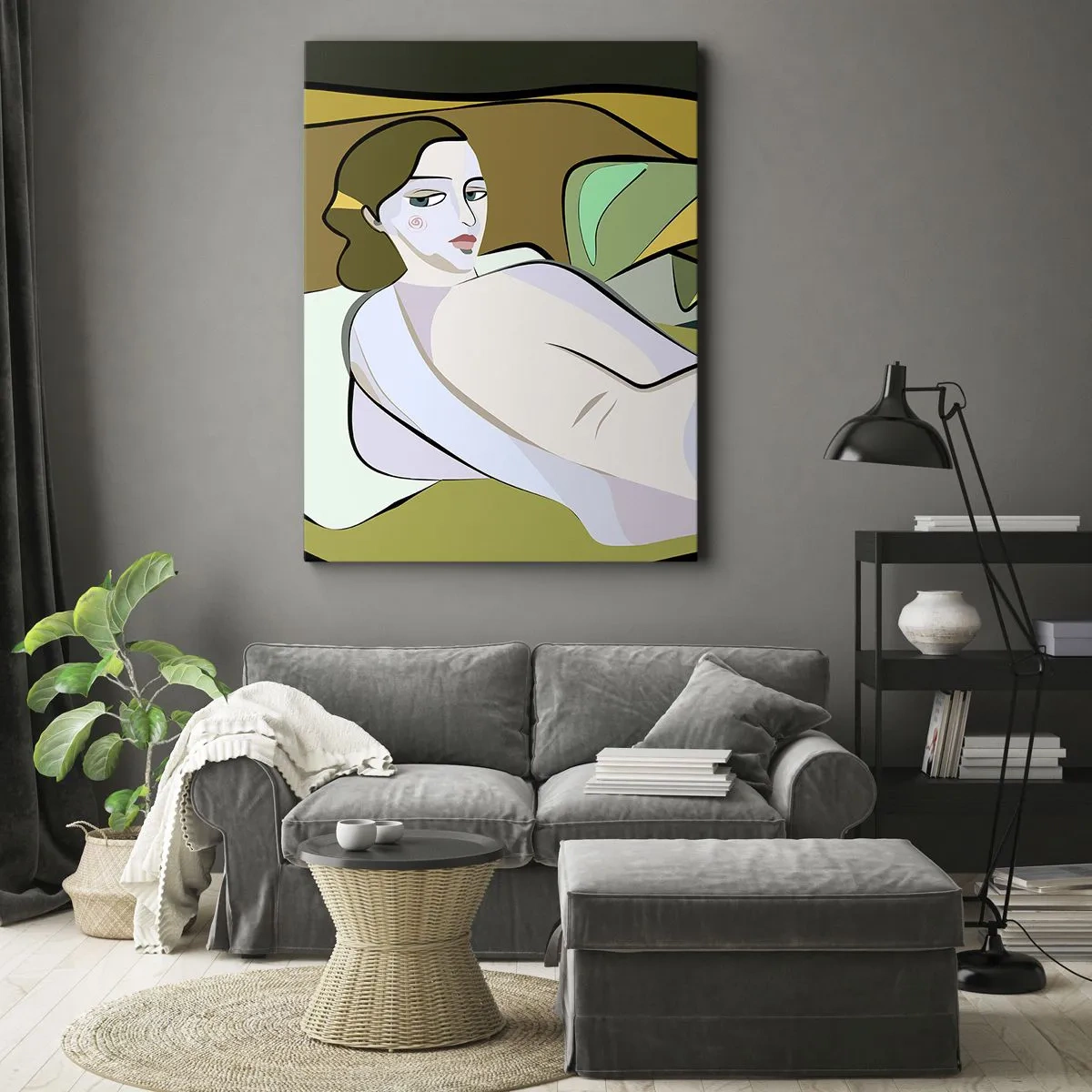 Bild auf Leinwand - Leinwandbild - Abstrakte Figur im modernen Stil - 50x70cm - Intimes Porträt - Moderne Wanddekoration für Wohnzimmer und Schlafzimmer ARTTOR