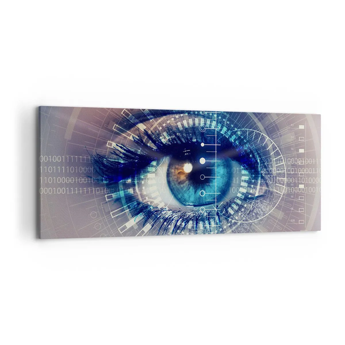 Bild auf Leinwand - Leinwandbild - Ein technologisches Auge mit einer futuristischen Schnittstelle - 120x50cm - Du denkst du kennst mich - Moderne Wanddekoration für Wohnzimmer und Schlafzimmer ARTTOR