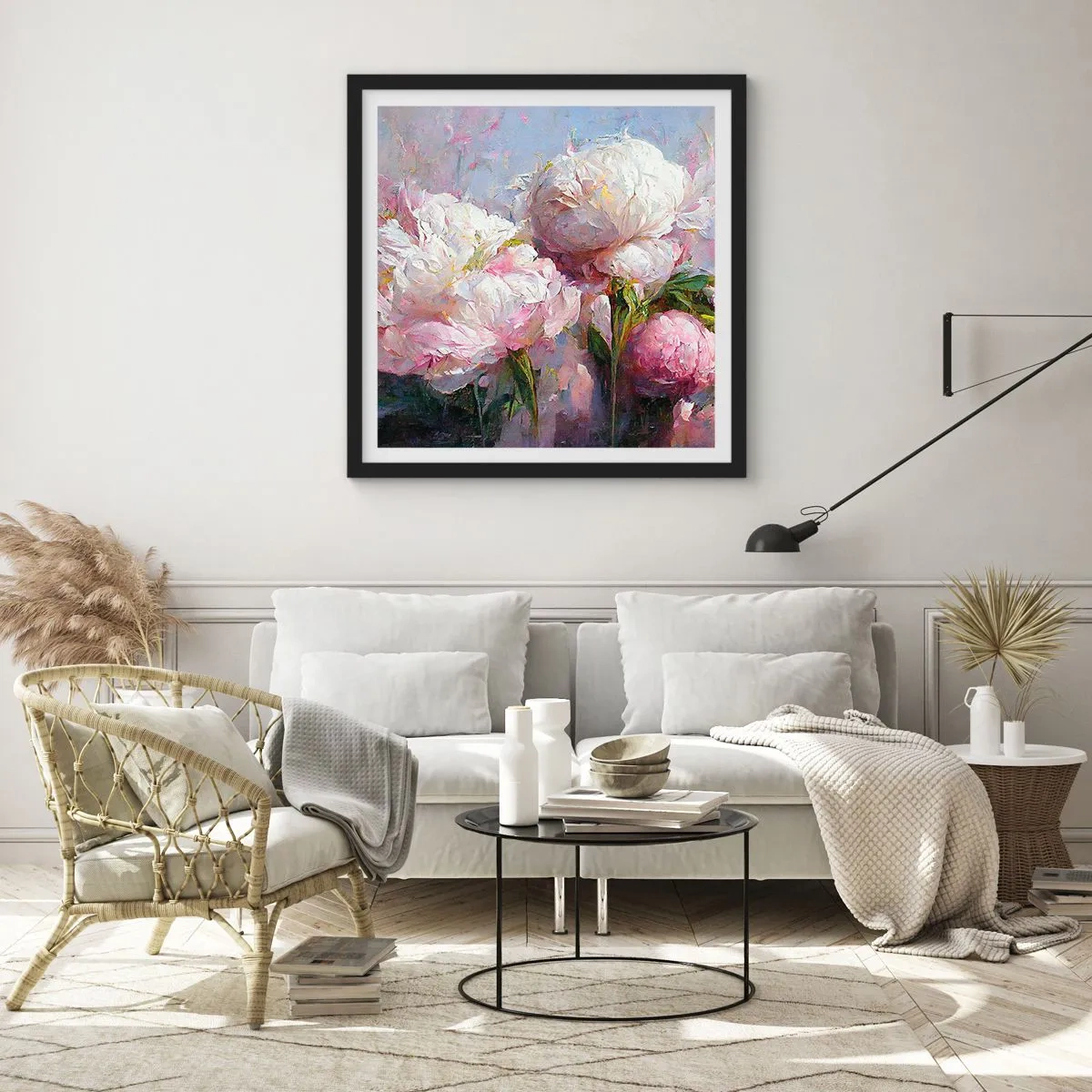 Poster in einem schwarzem Rahmen - Strauß voller Leben - 60x60 cm