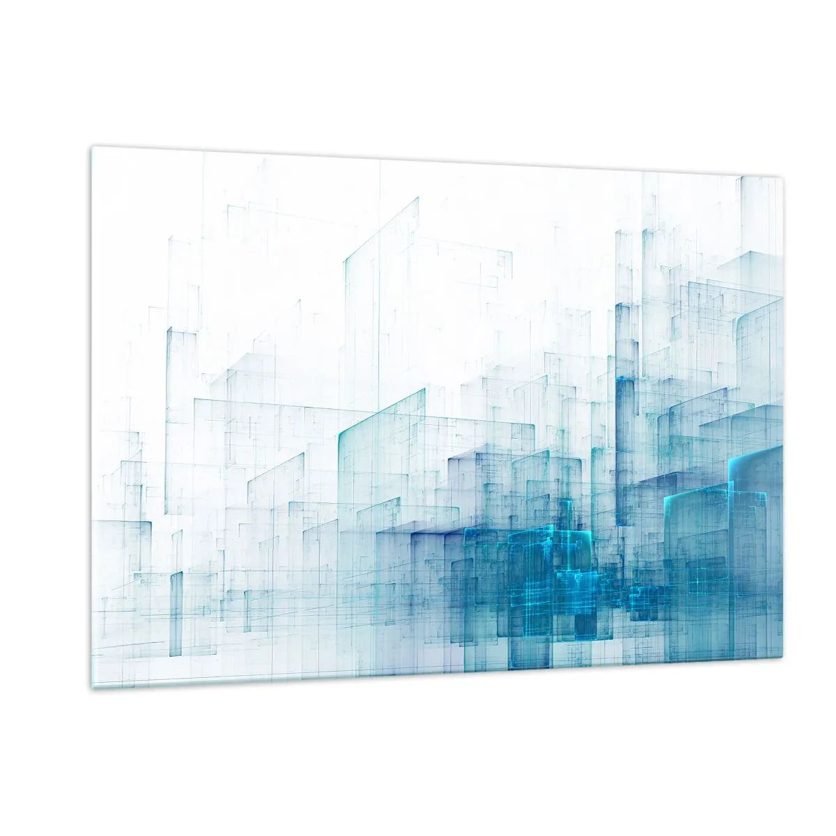Glasbild - Bild auf glas - Abstrakte geometrische Komposition in Blautönen - 120x80cm - Wie der Raum wgeschaffen urde - Moderne Wanddekoration für Wohnzimmer und Schlafzimmer ARTTOR