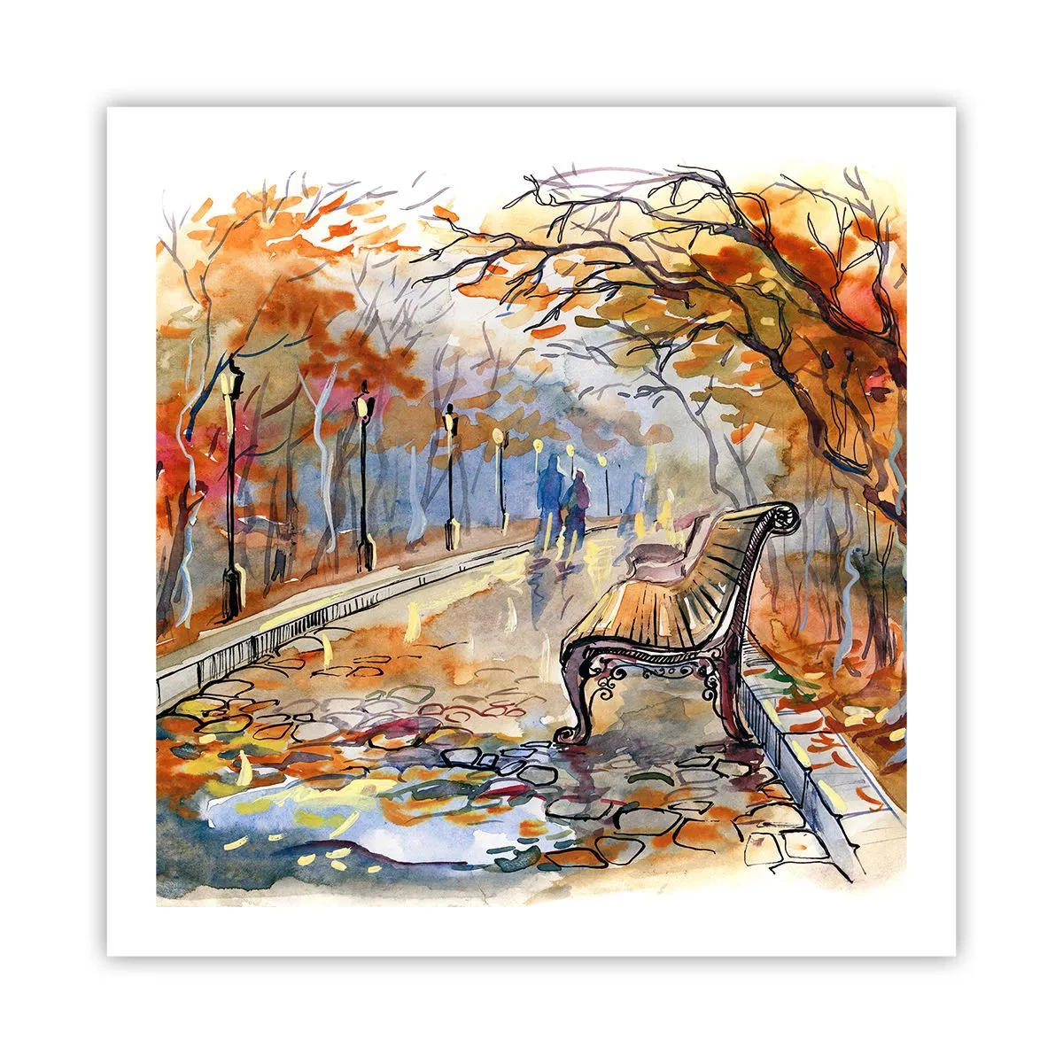 Poster - Gemeinsam im Herbst wandern - 60x60 cm