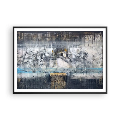 Poster in einem schwarzem Rahmen - Abstrakte Komposition in kühlen Tönen - 100x70cm - Wie auf Eis, wie nach Dezember - Moderne Wanddekoration für Wohnzimmer und Schlafzimmer ARTTOR